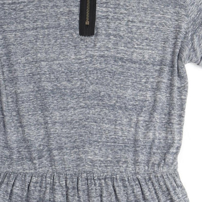 Glamorous Womens Grey Viscose T-Shirt Dress Size 14 Crew Neck Zip