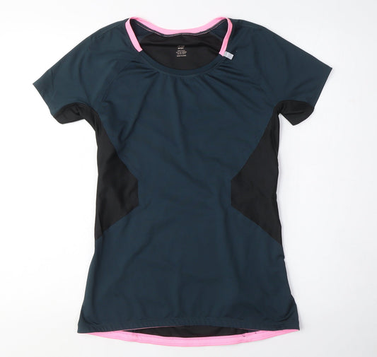 H&M Womens Blue Polyester Basic T-Shirt Size S Crew Neck - Mesh Pieces