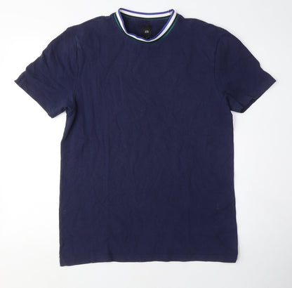River Island Mens Blue Cotton T-Shirt Size M Crew Neck