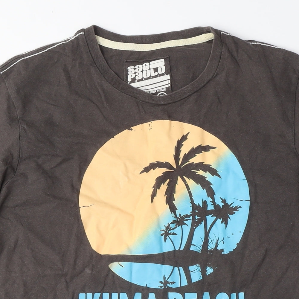 Sao Paulo Mens Green Cotton T-Shirt Size M Crew Neck - Kuma Beach