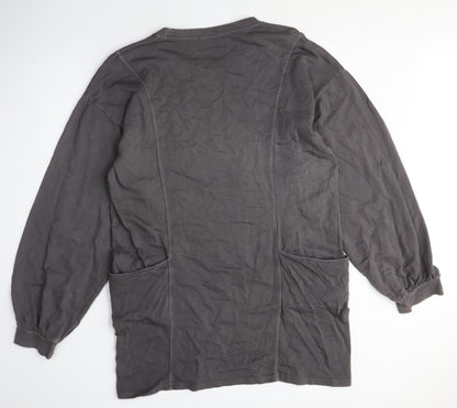 I SAW IT FIRST Womens Grey Cotton Jumper Dress Size M Crew Neck - Hoodie Dress, Pockets