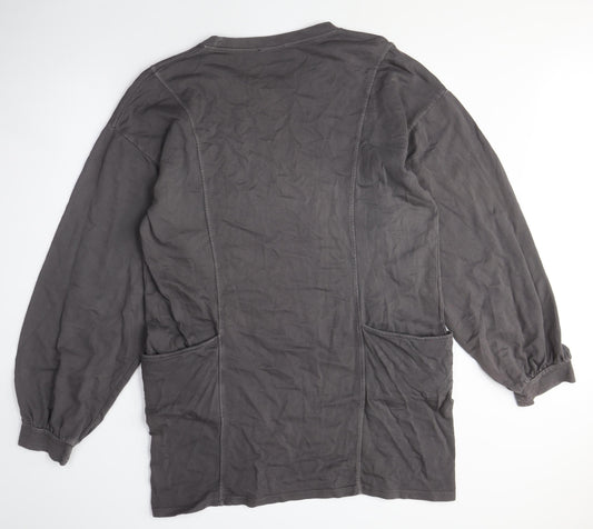 I SAW IT FIRST Womens Grey Cotton Jumper Dress Size M Crew Neck - Hoodie Dress, Pockets
