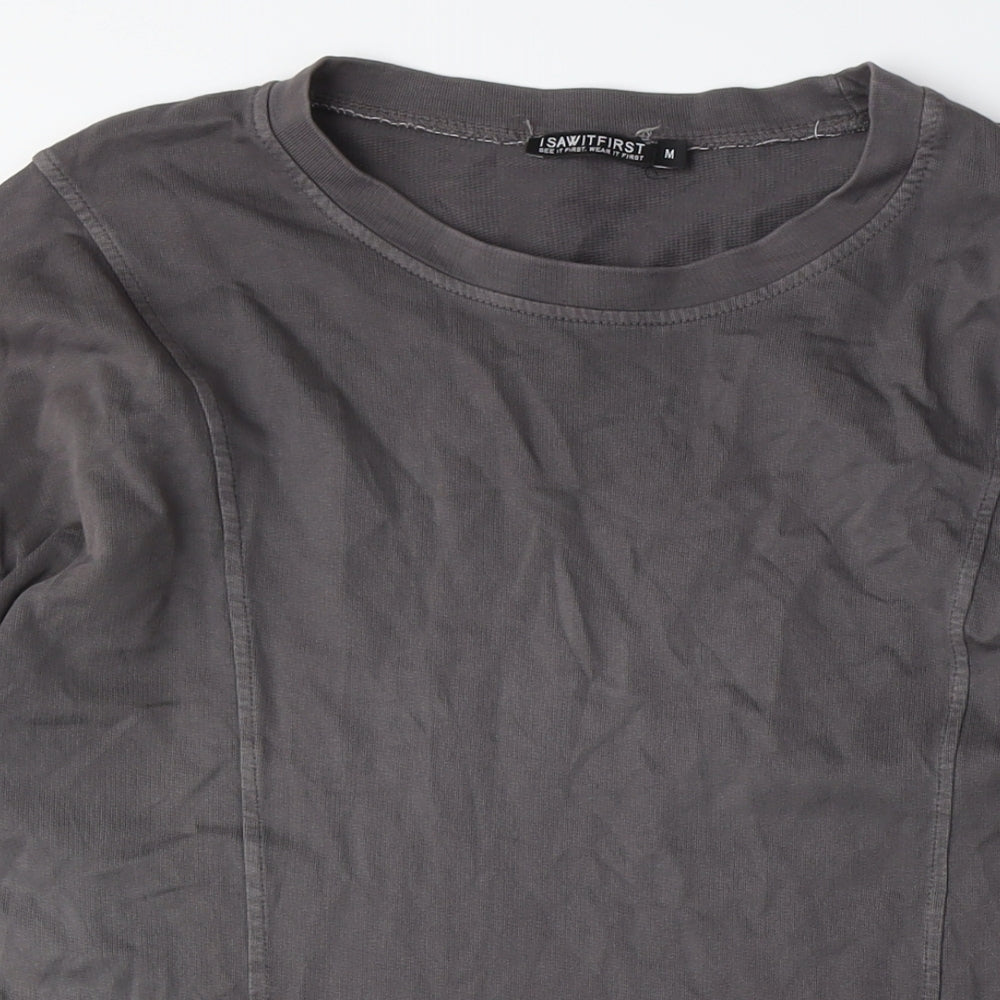 I SAW IT FIRST Womens Grey Cotton Jumper Dress Size M Crew Neck - Hoodie Dress, Pockets