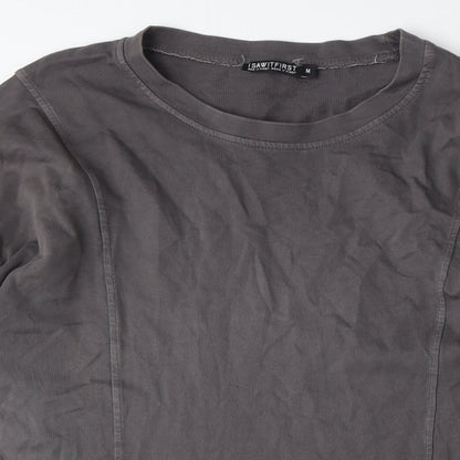 I SAW IT FIRST Womens Grey Cotton Jumper Dress Size M Crew Neck - Hoodie Dress, Pockets