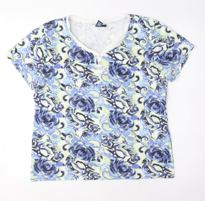 Womens UK Size L Karen Scott Blue Basic T-Shirt