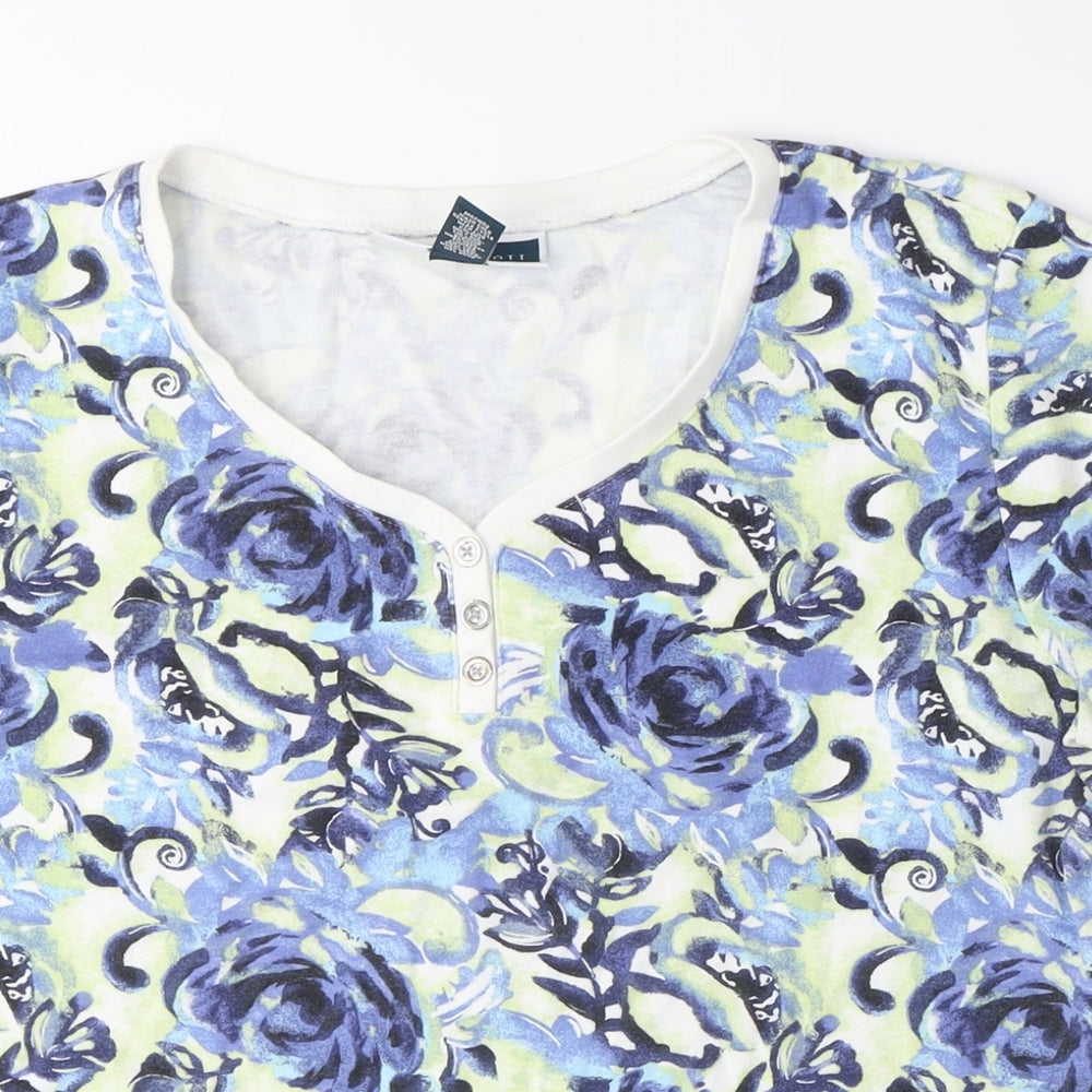 Womens UK Size L Karen Scott Blue Basic T-Shirt