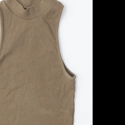 Womens UK Size M Pull&Bear Brown Cropped Tank