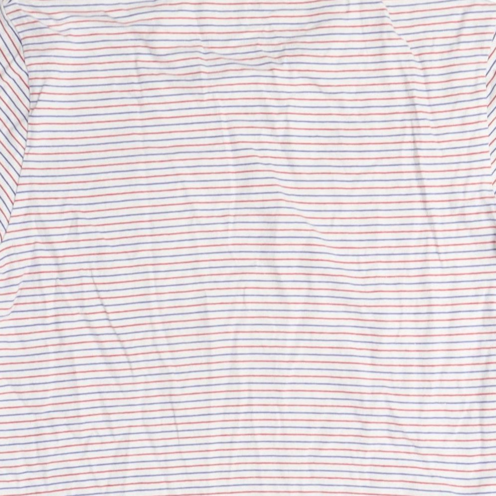 Faguo Womens Multicoloured Striped Cotton Basic T-Shirt Size M Crew Neck - Red and Blue Stripes