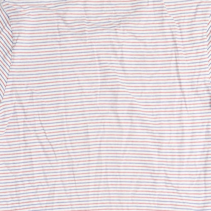 Faguo Womens Multicoloured Striped Cotton Basic T-Shirt Size M Crew Neck - Red and Blue Stripes