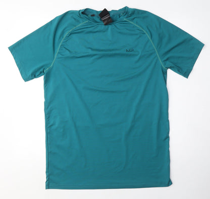 MP Mens Black Polyester Basic T-Shirt Size M Crew Neck