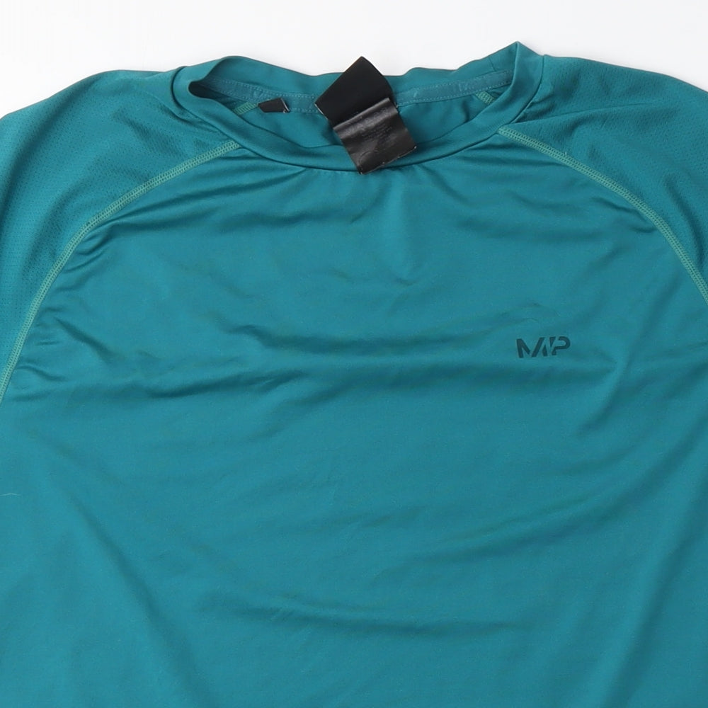 MP Mens Black Polyester Basic T-Shirt Size M Crew Neck