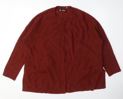 Alphabet Womens Red Crew Neck Viscose Cardigan Jumper Size M