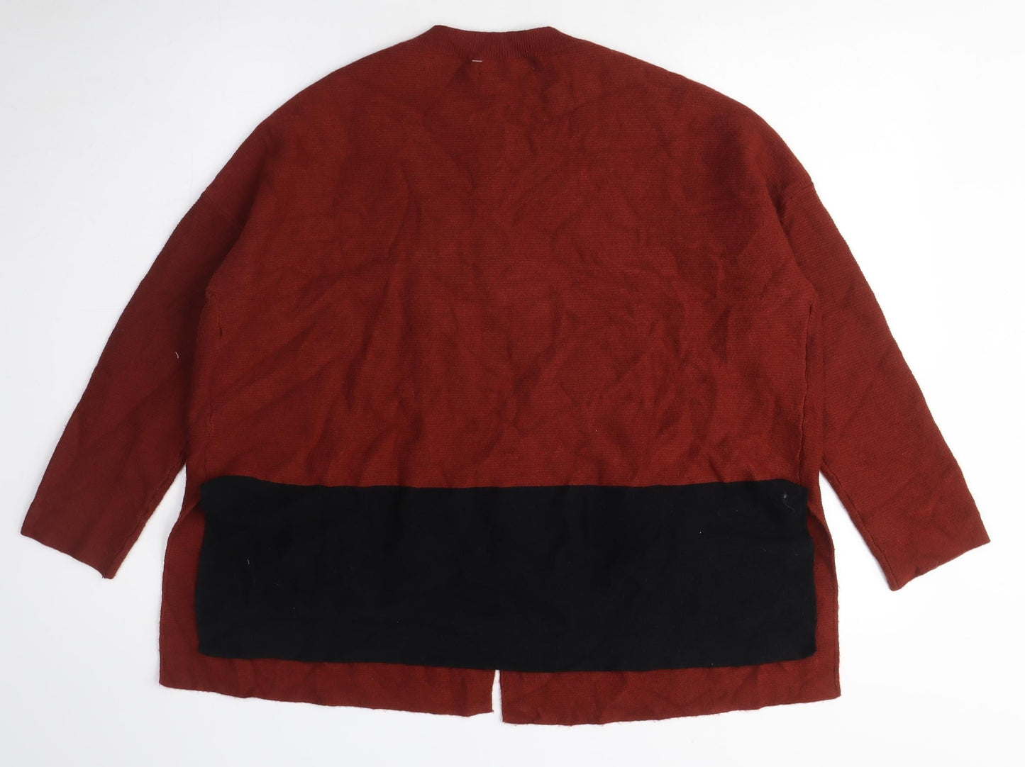Alphabet Womens Red Crew Neck Viscose Cardigan Jumper Size M