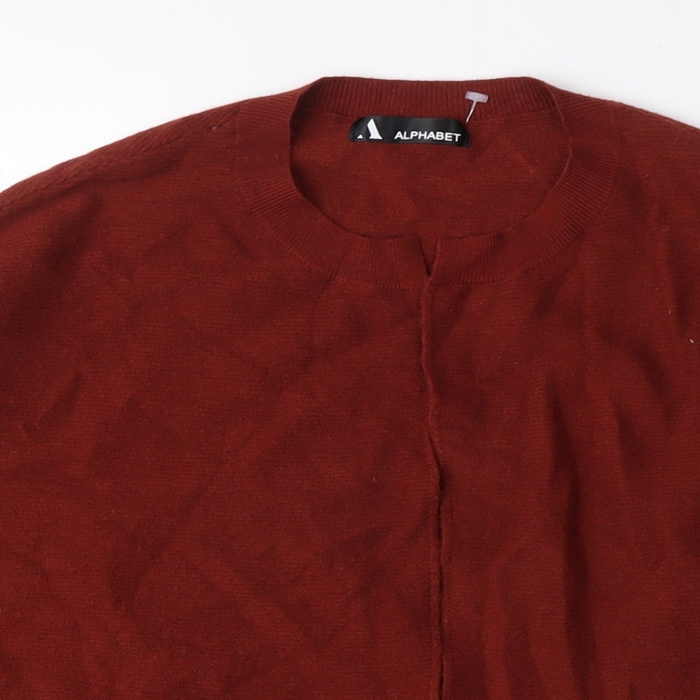 Alphabet Womens Red Crew Neck Viscose Cardigan Jumper Size M