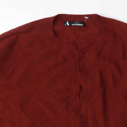 Alphabet Womens Red Crew Neck Viscose Cardigan Jumper Size M