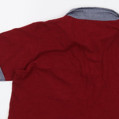 Lee Cooper Boys Red Cotton Basic Polo Size 11-12 Years Collared Button