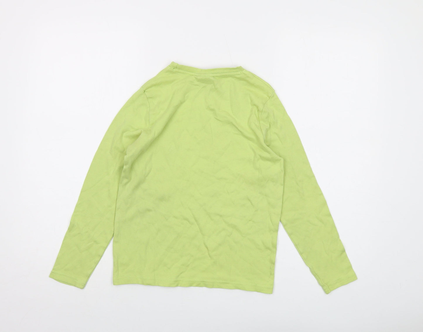 PlayStation Boys Green Cotton Basic T-Shirt Size 10-11 Years Crew Neck Pullover