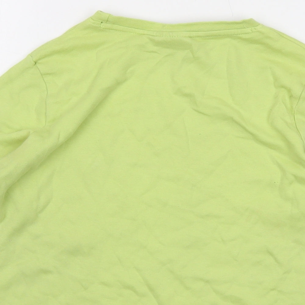 PlayStation Boys Green Cotton Basic T-Shirt Size 10-11 Years Crew Neck Pullover