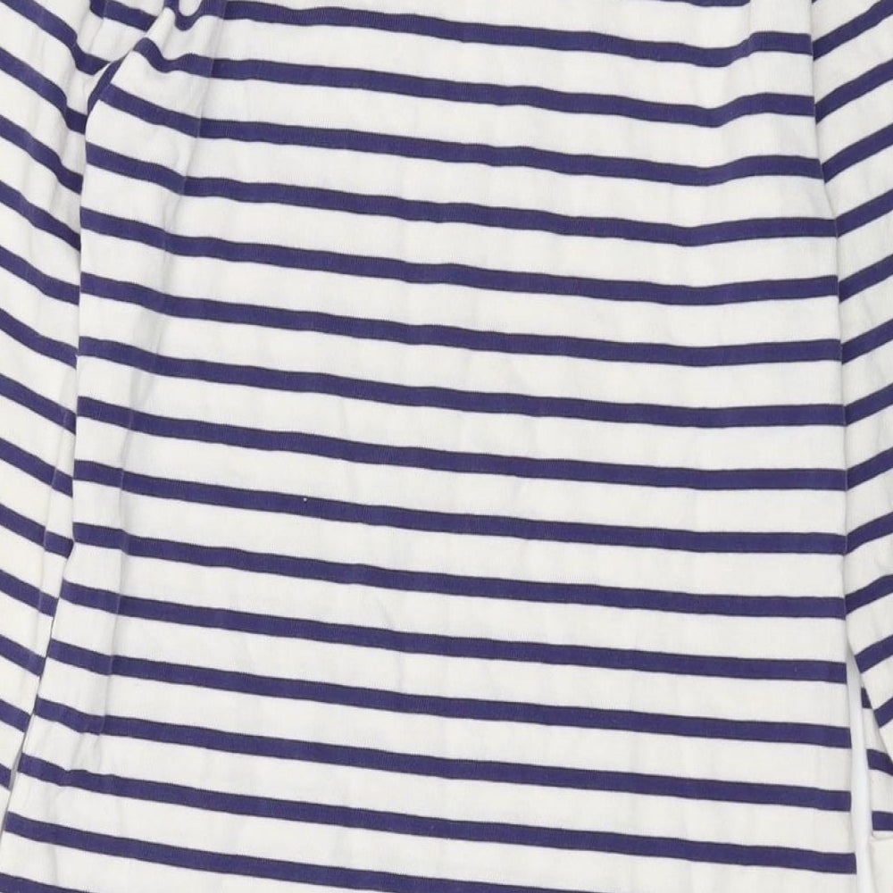 Johnnie B. Girls Blue Striped Cotton A-Line Size 9-10 Years Round Neck Pullover