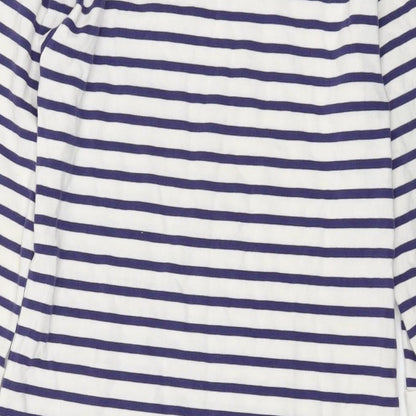 Johnnie B. Girls Blue Striped Cotton A-Line Size 9-10 Years Round Neck Pullover
