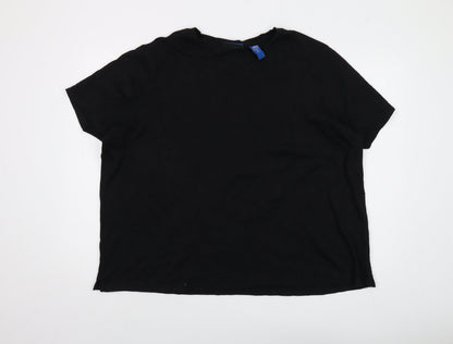 Womens UK Size 2XL Karen Scott Black Basic T-Shirt