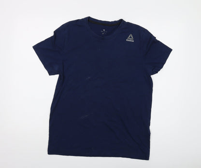 Reebok Mens Blue Polyester T-Shirt Size M Crew Neck