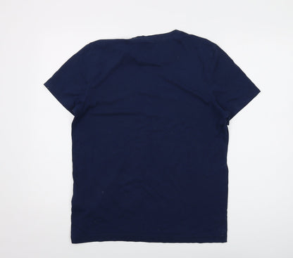 Reebok Mens Blue Polyester T-Shirt Size M Crew Neck