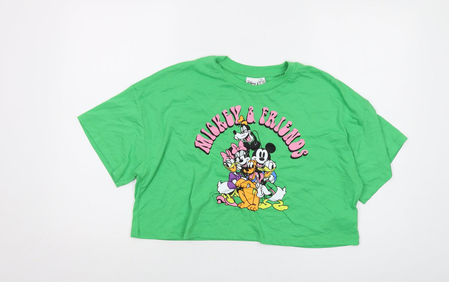 Womens UK Size 12 Disney Green Cropped T-Shirt
