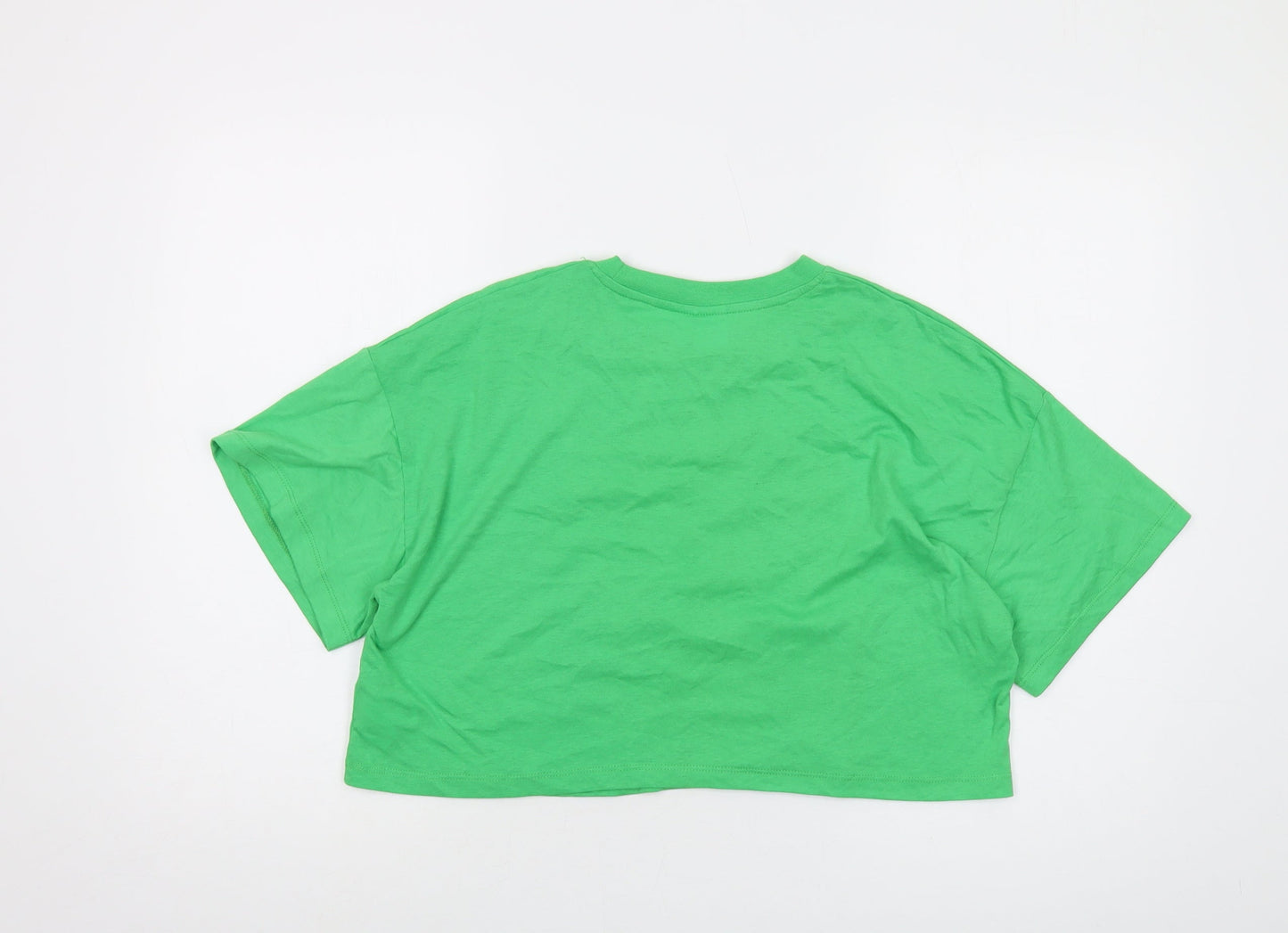 Womens UK Size 12 Disney Green Cropped T-Shirt