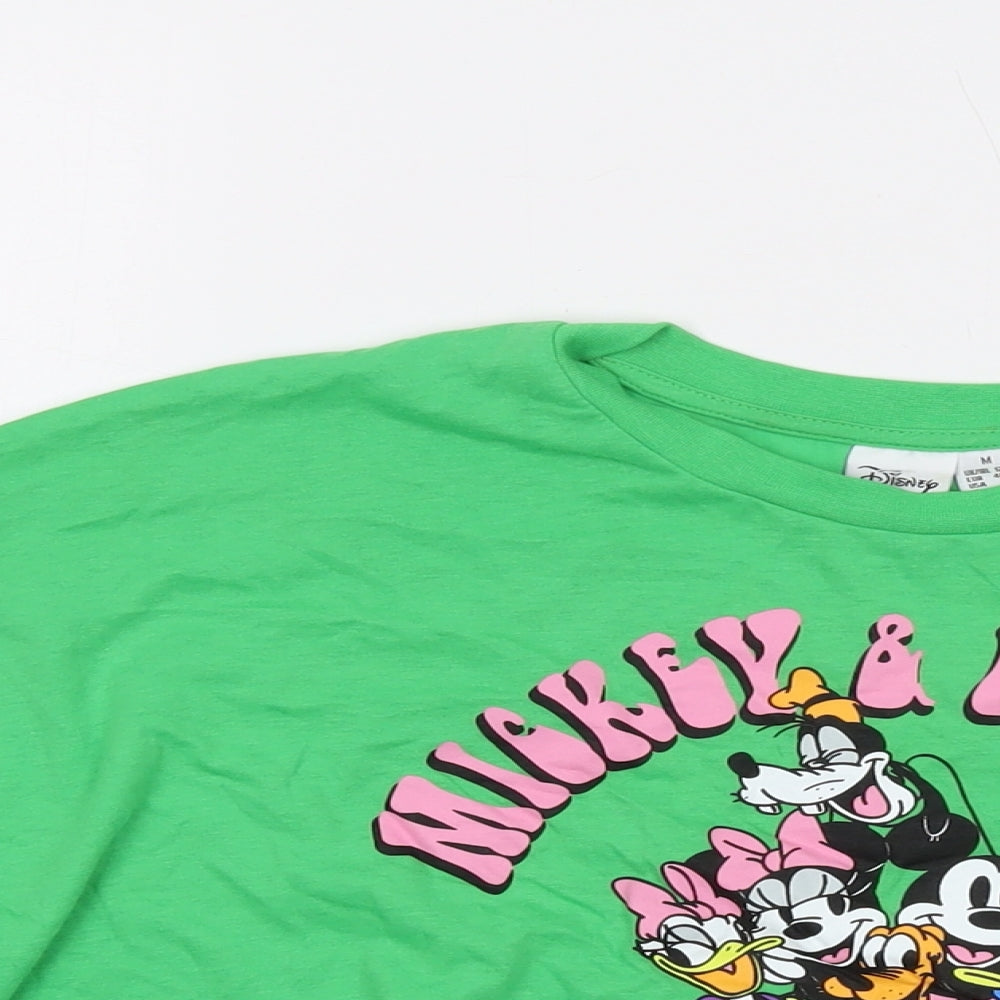 Womens UK Size 12 Disney Green Cropped T-Shirt