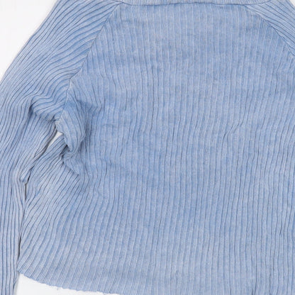 Pacific Republic Womens Blue Round Neck Acrylic Pullover Jumper Size L