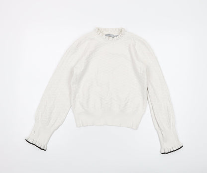 Oasis Womens White Mock Neck Viscose Pullover Jumper Size M