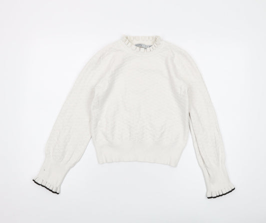 Oasis Womens White Mock Neck Viscose Pullover Jumper Size M