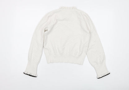 Oasis Womens White Mock Neck Viscose Pullover Jumper Size M