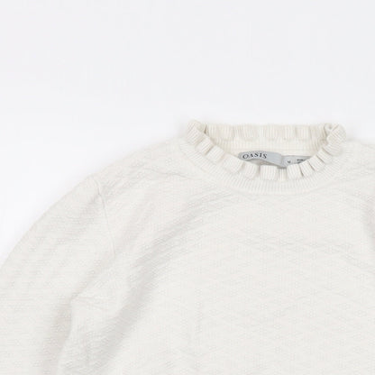 Oasis Womens White Mock Neck Viscose Pullover Jumper Size M