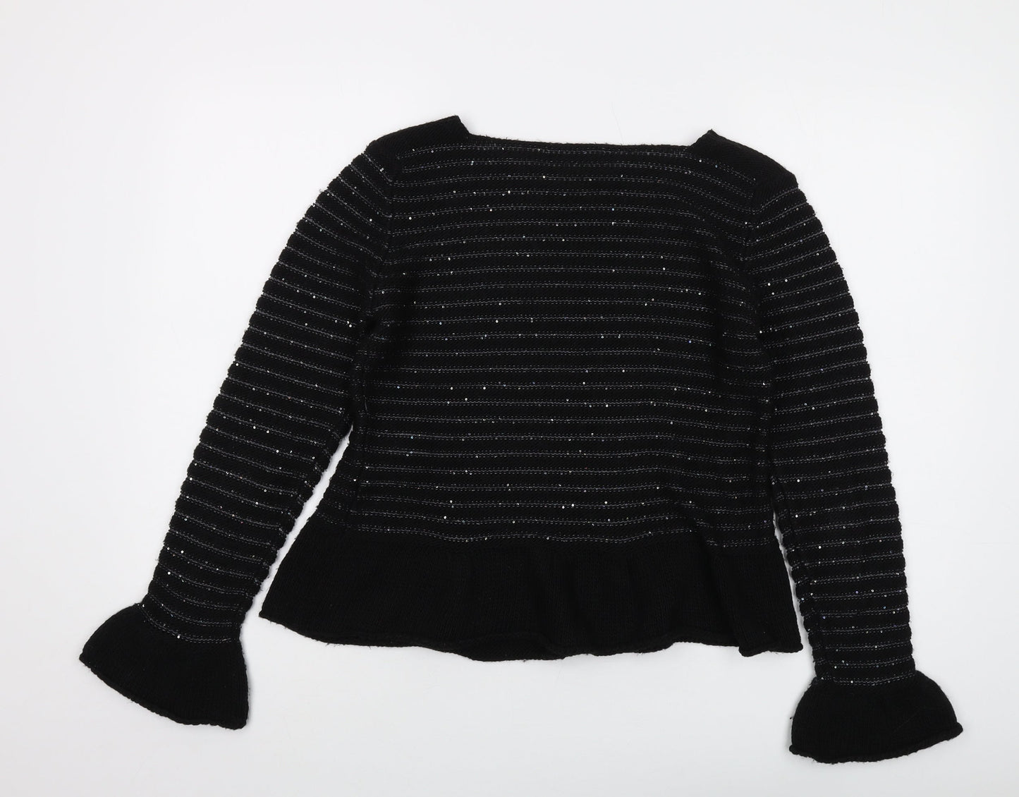 Rinascimento Womens Black Round Neck Acrylic Pullover Jumper Size L