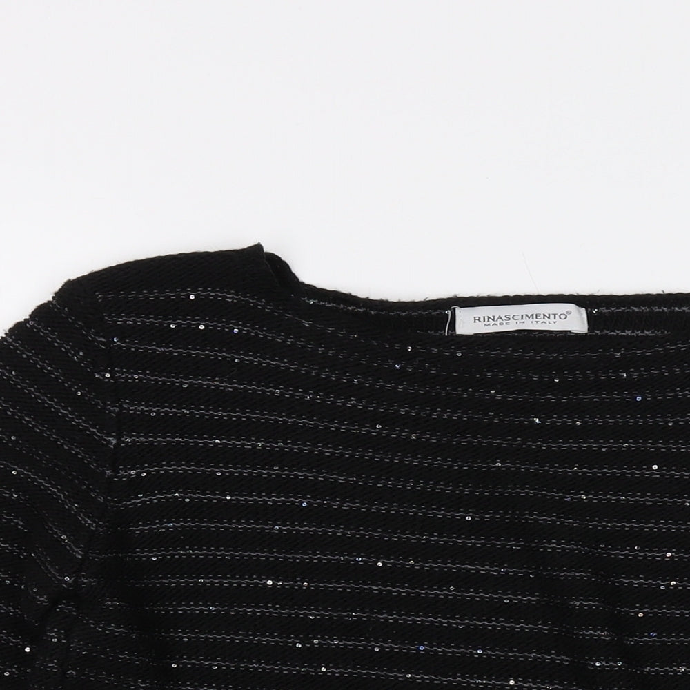 Rinascimento Womens Black Round Neck Acrylic Pullover Jumper Size L