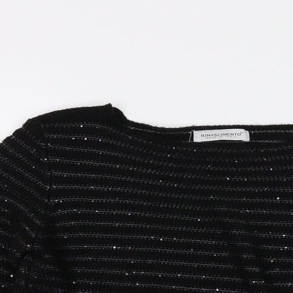 Rinascimento Womens Black Round Neck Acrylic Pullover Jumper Size L