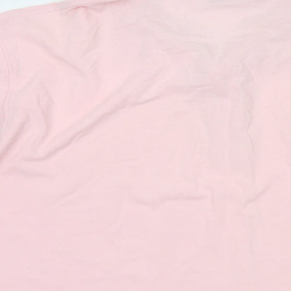 EWM Mens Pink Cotton Polo Size L Collared Button