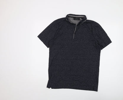 Dissident Mens Blue Cotton Polo Size M Collared Button