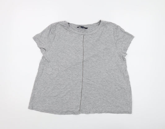 French Connection Womens Grey Viscose Basic T-Shirt Size M Round Neck