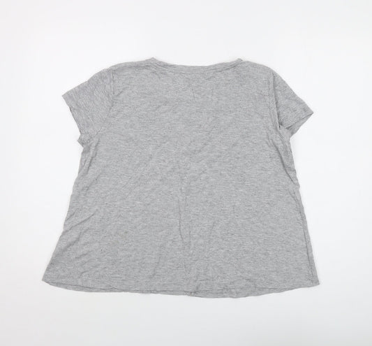 French Connection Womens Grey Viscose Basic T-Shirt Size M Round Neck