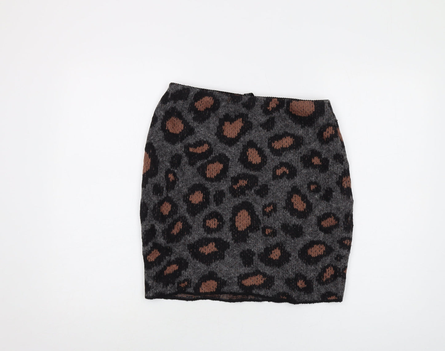 Marc Cain Womens Grey Animal Print Wool Mini Skirt Size 28 in
