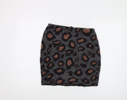 Marc Cain Womens Grey Animal Print Wool Mini Skirt Size 28 in