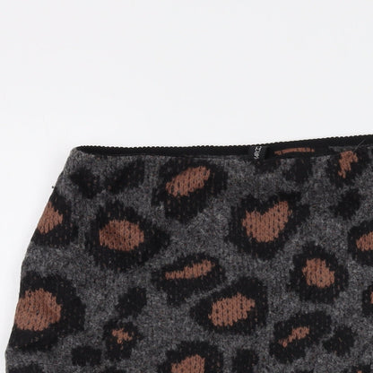 Marc Cain Womens Grey Animal Print Wool Mini Skirt Size 28 in