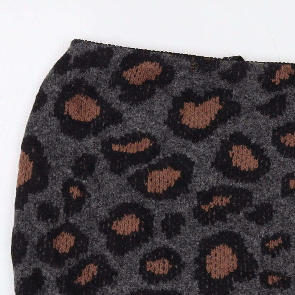 Marc Cain Womens Grey Animal Print Wool Mini Skirt Size 28 in