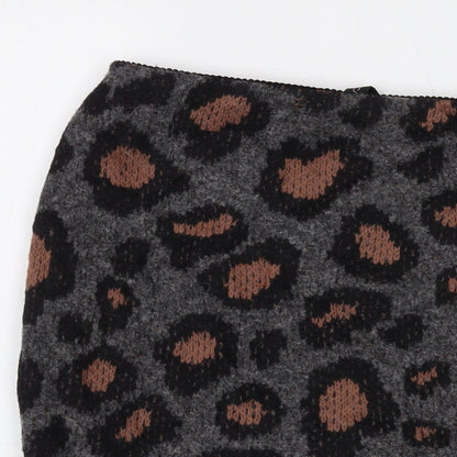 Marc Cain Womens Grey Animal Print Wool Mini Skirt Size 28 in