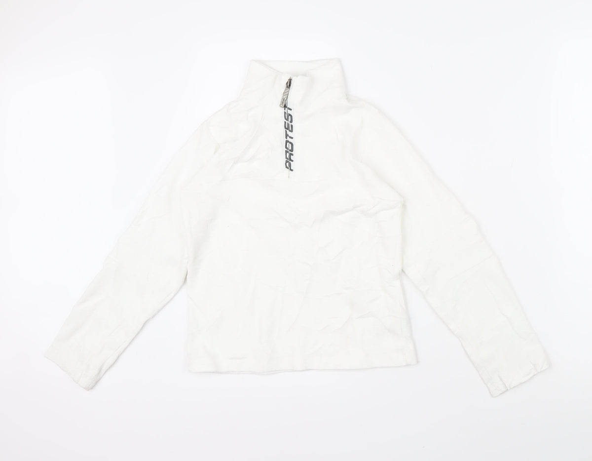 Protest Boys White 100% Polyester Pullover Sweatshirt Size 9-10 Years Zip - Protest logo