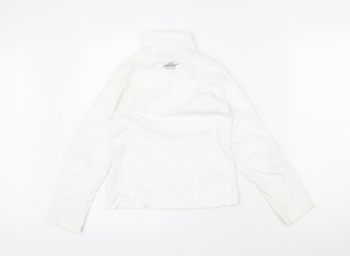 Protest Boys White 100% Polyester Pullover Sweatshirt Size 9-10 Years Zip - Protest logo