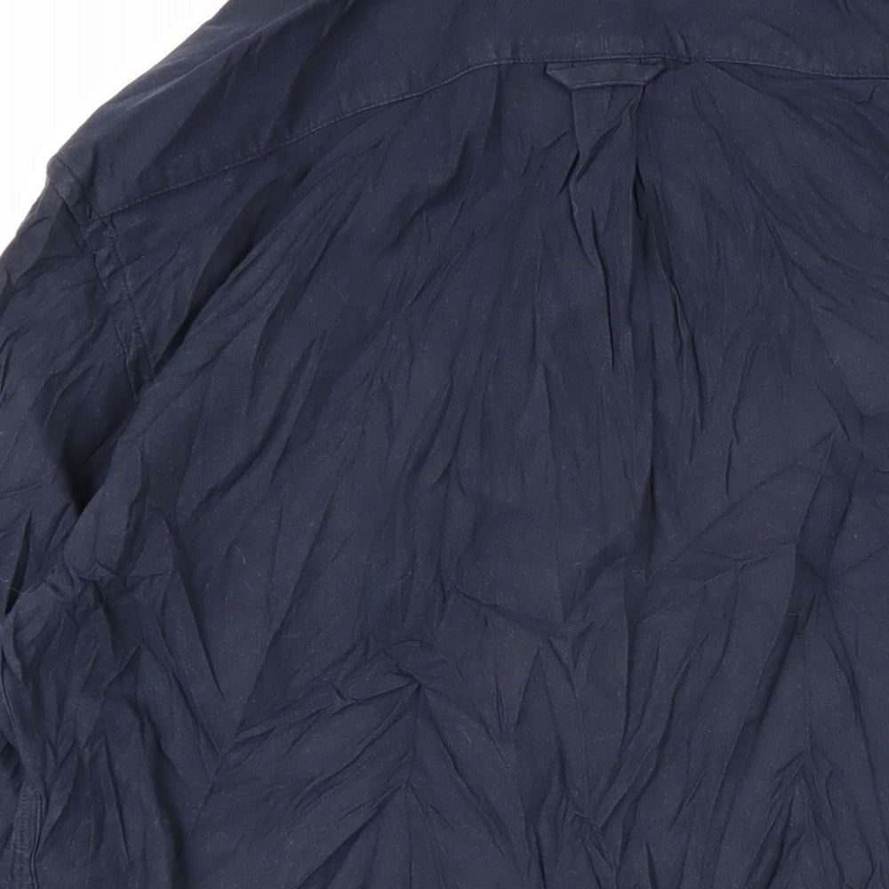 Howick Mens Blue Cotton Button-Up Size L Collared Button